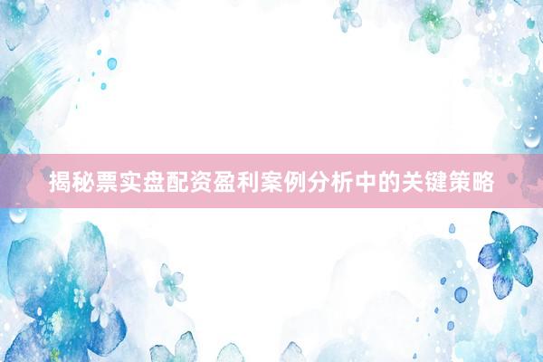揭秘票实盘配资盈利案例分析中的关键策略