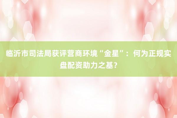 临沂市司法局获评营商环境“金星”：何为正规实盘配资助力之基？