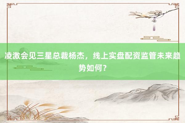 凌激会见三星总裁杨杰，线上实盘配资监管未来趋势如何？