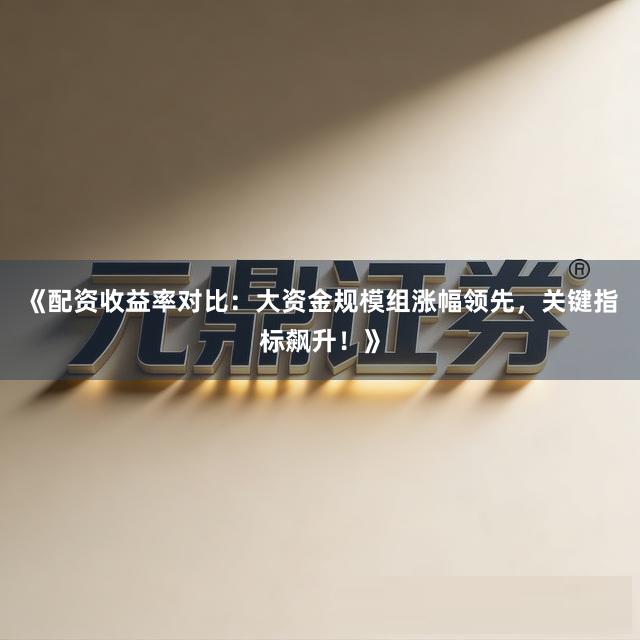 《配资收益率对比：大资金规模组涨幅领先，关键指标飙升！》