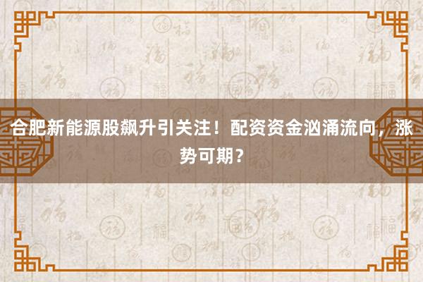 合肥新能源股飙升引关注！配资资金汹涌流向，涨势可期？