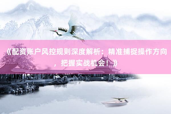 《配资账户风控规则深度解析：精准捕捉操作方向，把握实战机会！》