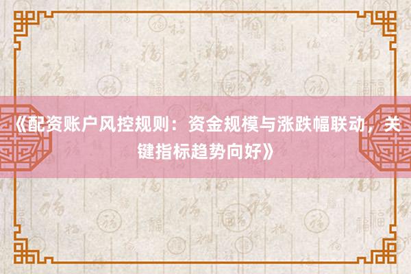 《配资账户风控规则：资金规模与涨跌幅联动，关键指标趋势向好》