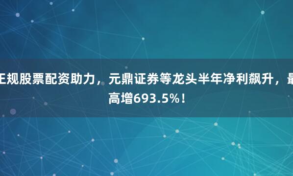 正规股票配资助力，元鼎证券等龙头半年净利飙升，最高增693.5%！